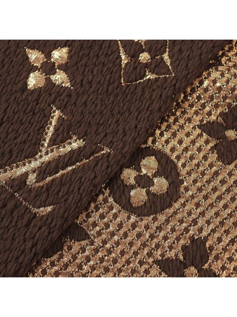Louis Vuitton Logomania Scarf Shine Wool Silk Muffler Brown - Picture 4 of 7